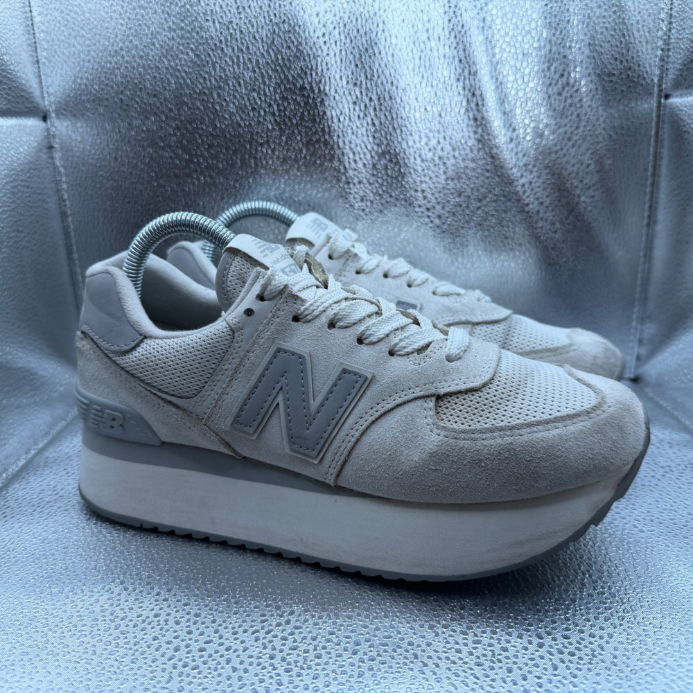 Size 8 New Balance 574+ Platform Sneakers Womens Grey Good WL574ZJP Chunky